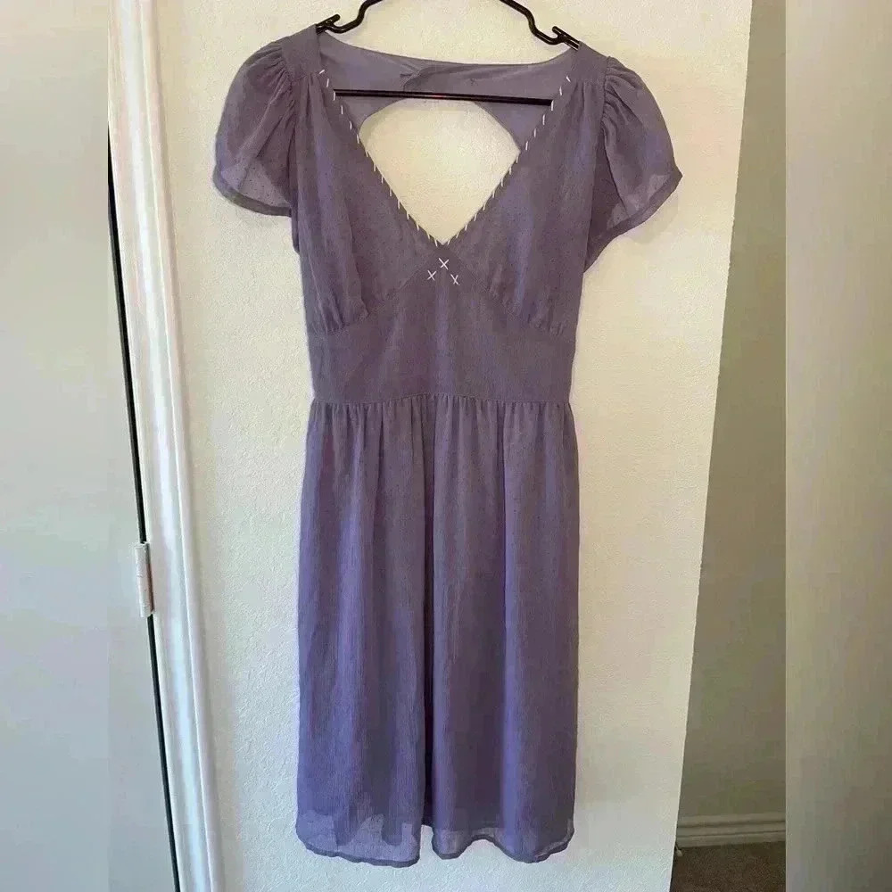 Anthropologie Nick and Mo Purple Fit and Flare Mini Dress Womens Size Small - Picture 2 of 10